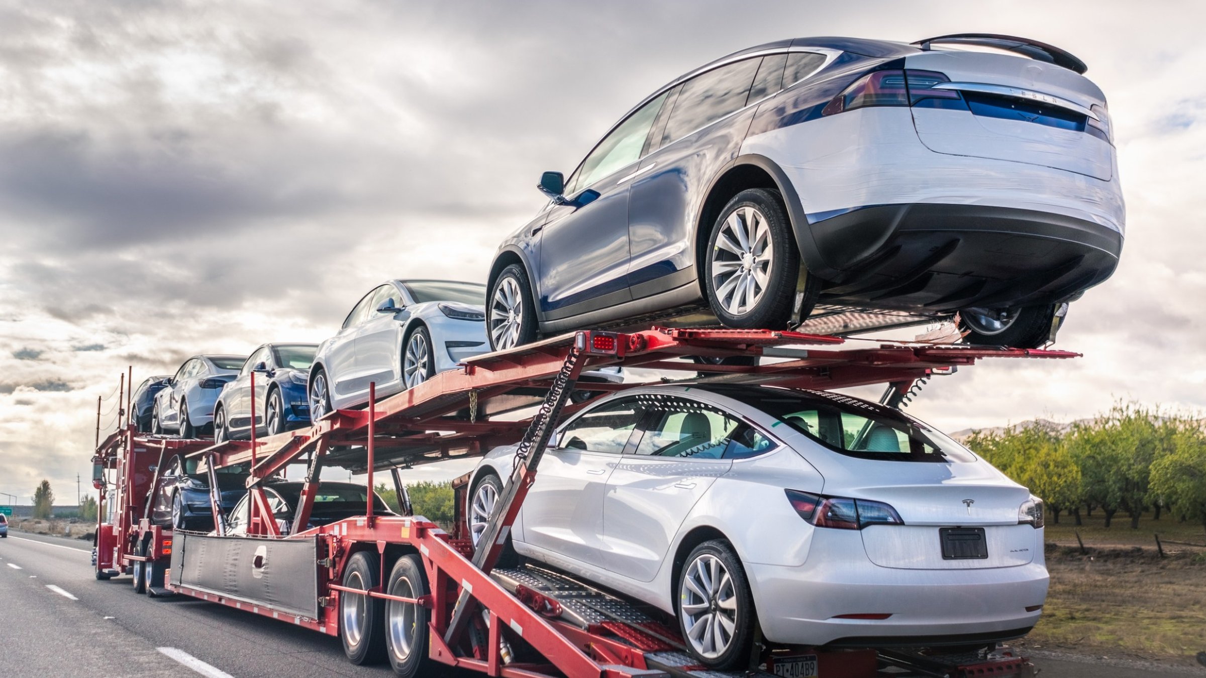 Car carrier truck transporting vehicles on UK roads
